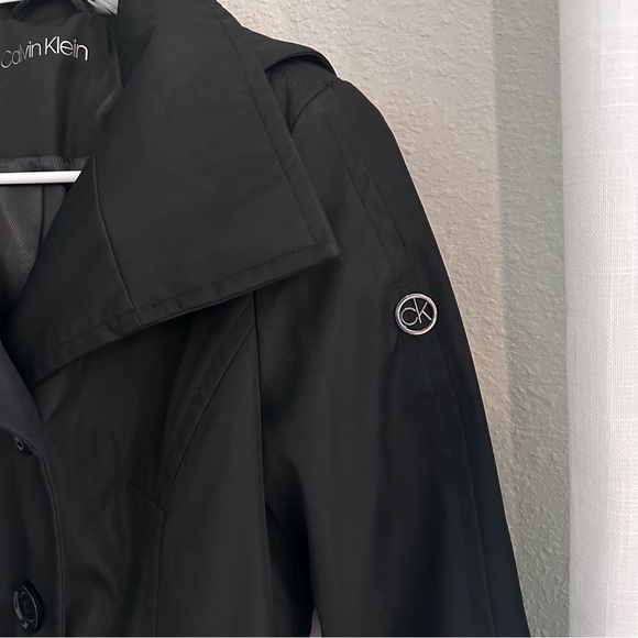 Calvin Klein Petite trench coat hooded double breasted skirted raincoat - Picture 4 of 16